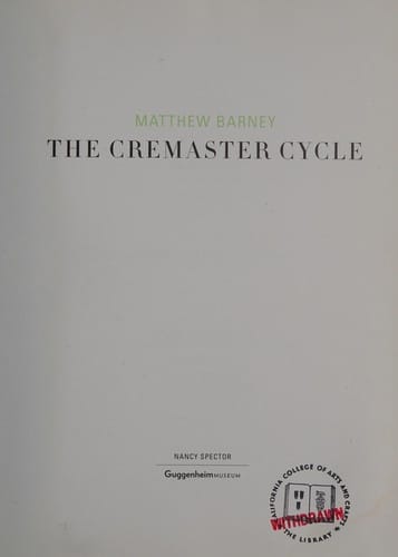 Matthew Barney: the Cremaster cycle