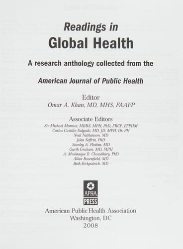Readings in global health: a research anthology collected from the American journal of public health