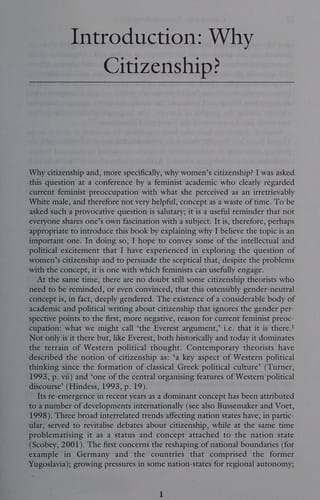 Citizenship: feminist perspectives