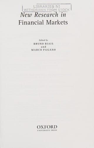 New research in financial markets