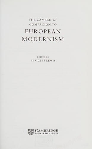 The Cambridge companion to European modernism
