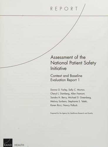 Assessment of the national patient safety initiative: context and baseline : evaluation report 1