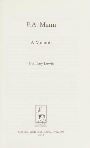 F. A. Mann: A Memoir