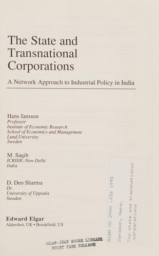 The state and transnational corporations: a network approach to industrial policy in India