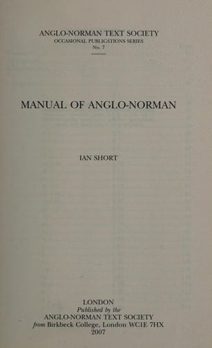 Manual of Anglo-Norman
