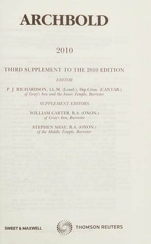 Archbold 2010: third supplement to the 2010 edition