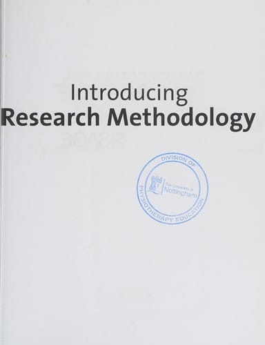 Introducing research methodology: a beginner's guide to doing a research project