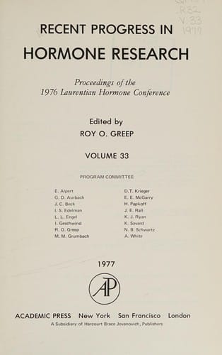 Rec Prog Hormone Res V33