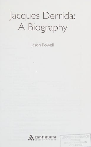 JACQUES DERRIDA: A BIOGRAPHY.