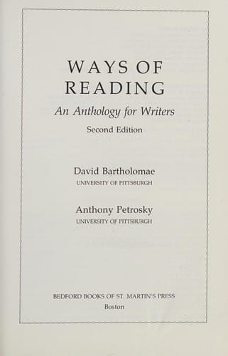 Ways of reading: an anthology for writers
