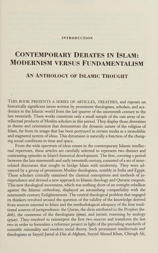 Contemporary debates in Islam: an anthology of modernist and fundamentalist thought