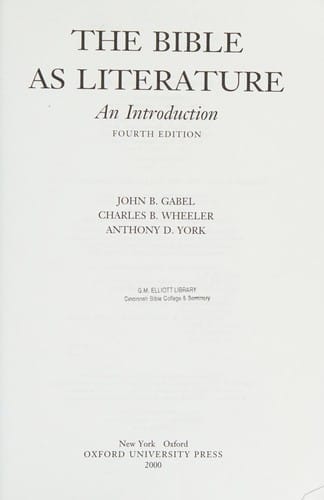The Bible as literature: an introduction