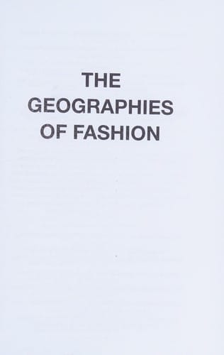 Geographies of Fashion: Consumption, Space and Value