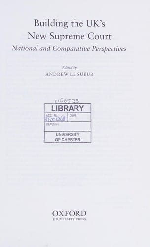 Building the UK's new supreme court: national and comparative perspectives