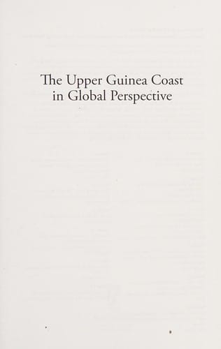 The Upper Guinea Coast in Global Perspective