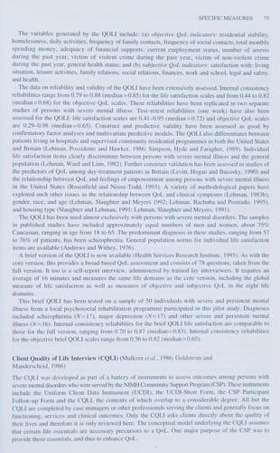 Quality of life in mental disorders