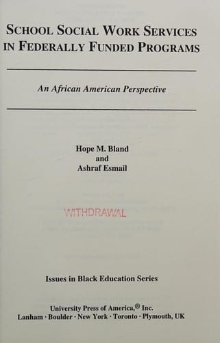 School Social Work Services in Federally Funded Programs: An African American Perspective