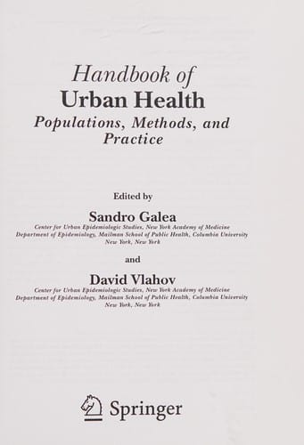 Handbook of Urban Health: Populations, Methods, and Practice