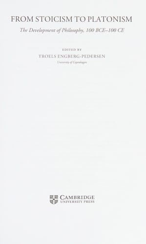 From Stoicism to Platonism: The Development of Philosophy, 100 BCE-100 CE