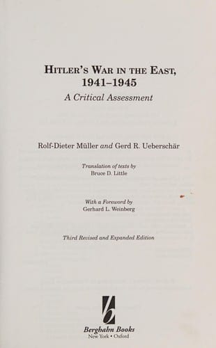 Hitler's war in the East, 1941-1945: a critical assessment