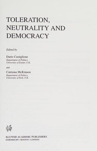 Toleration, neutrality, and democracy