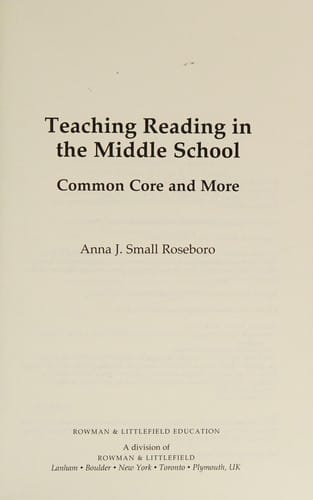 Teaching Reading in the Middle School: Common Core and More