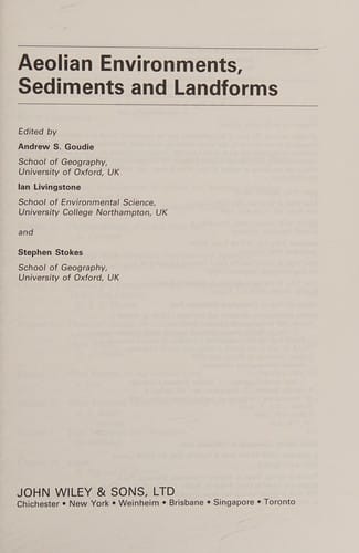 Aeolian environments, sediments, and landforms