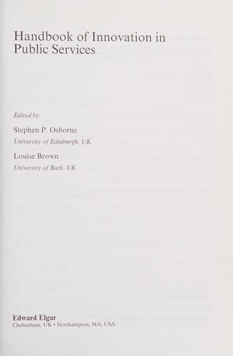 Handbook of innovation in public services