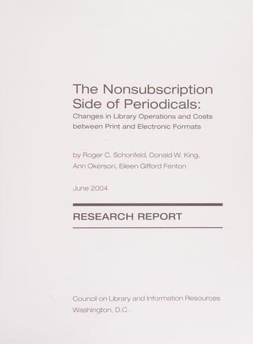 The nonsubscription side of periodicals: changes in library operations and costs between print and electronic formats