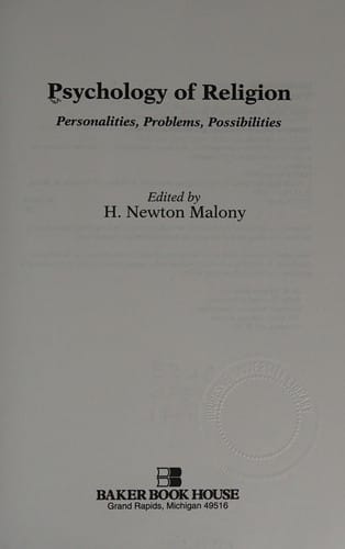 Psychology of religion: personalities, problems, possibilities