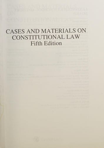 Cases and materials on constitutional law