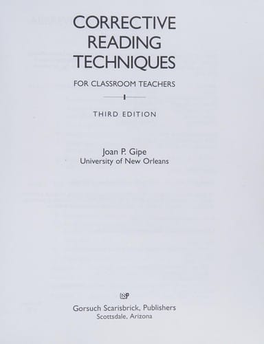 Corrective reading techniques for classroom teachers