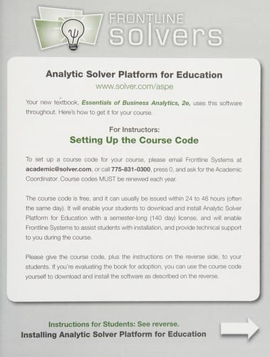 Essentials of Business Analytics