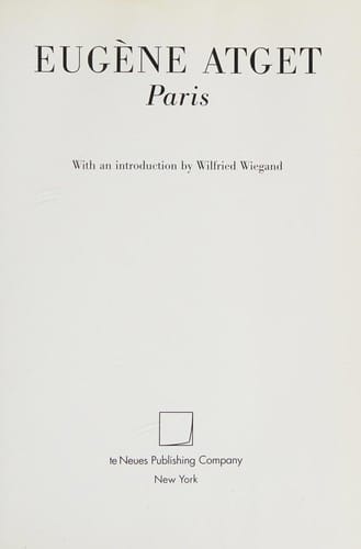 Eugène Atget: Paris