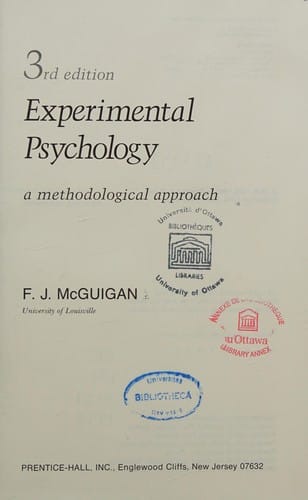 Experimental psychology: a methodological approach
