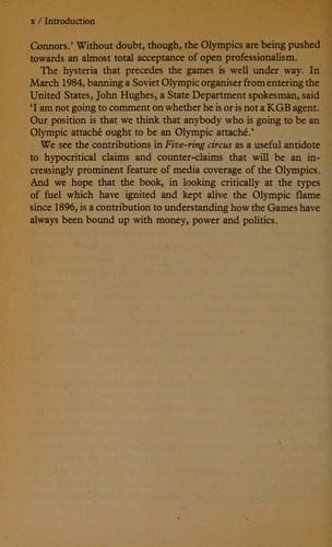 Five-ring circus: money, power, and politics at the Olympic Games