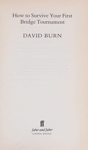 How to survive your first bridge tournament