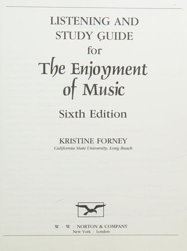 Listening and study guide for The enjoyment of music