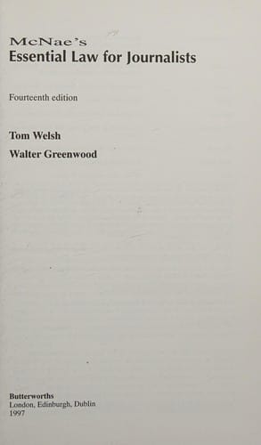 McNae's Essential Law for Journalists