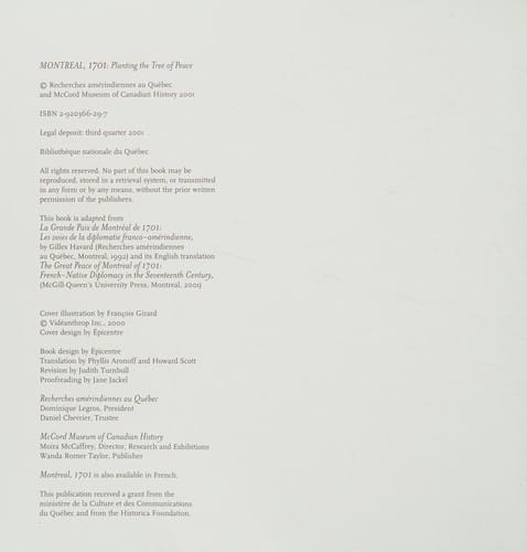 Montreal, 1701: planting the tree of peace