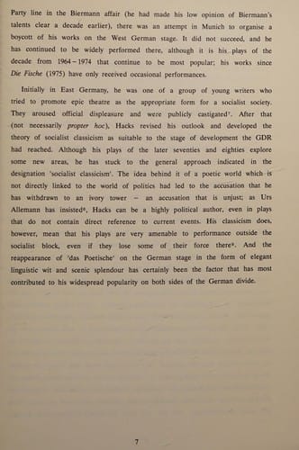 Peter Hacks: theatre for a socialist society