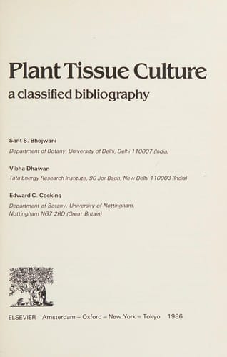 Plant tissue culture: a classified bibliography