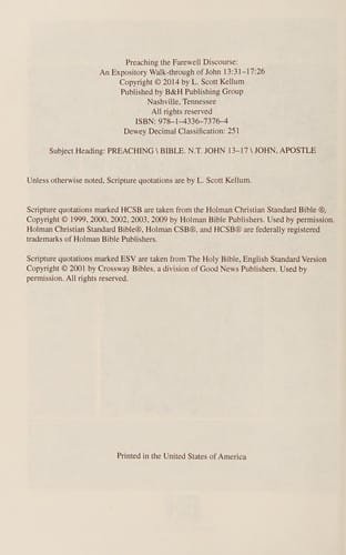 Preaching the Farewell Discourse : An Expository Walk-Through of John 13 : 31-17: 26