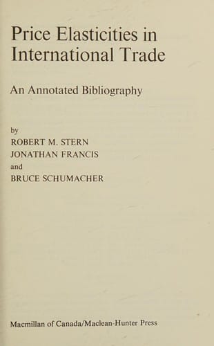 Price elasticities in international trade: an annotated bibliography