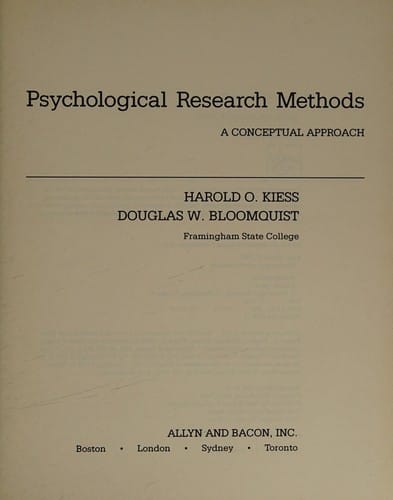 Psychological research methods: a conceptual approach