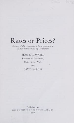 Rates or prices: a study of the economics of local government and its replacement by the market