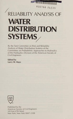 Reliability analysis of water distribution systems