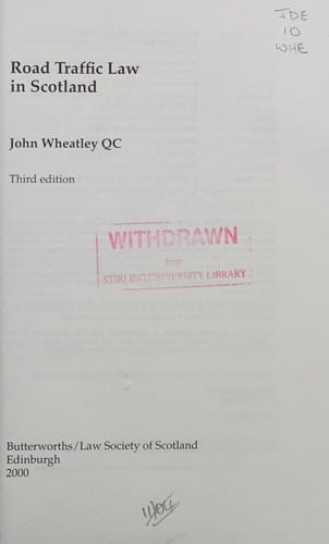 Road Traffic Law in Scotland