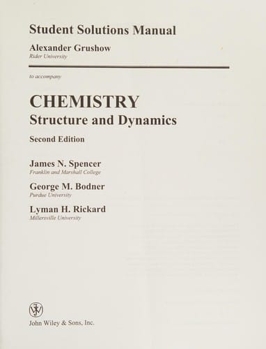 Chemistry, Student Solutions Manual: Structure and Dynamics