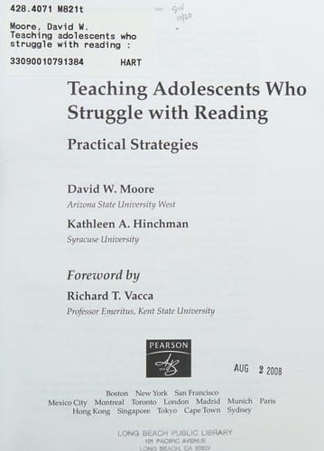 Teaching adolescents who struggle with reading: practical strategies